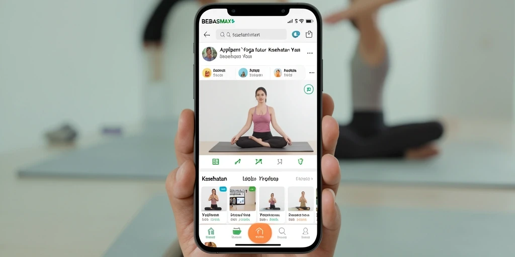 Antarmuka utama BEBASMAX untuk praktik yoga yang interaktif.