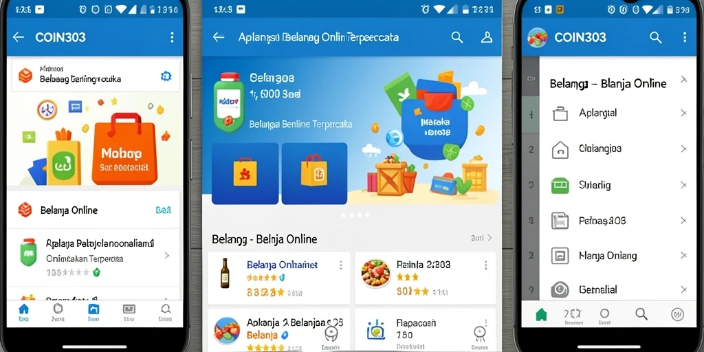 Antarmuka aplikasi COIN303 untuk belanja online yang mudah digunakan.