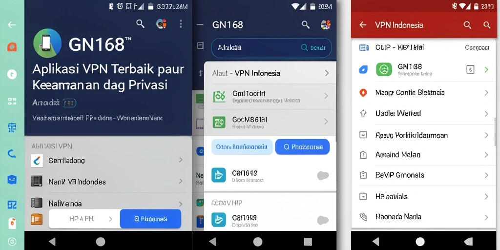 Antarmuka utama GN168 menampilkan fitur dan fungsi VPN yang user-friendly.