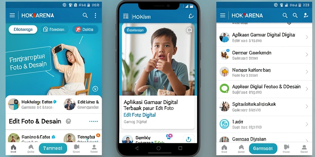 Antarmuka HOKIARENA dengan alat pengeditan gambar digital.