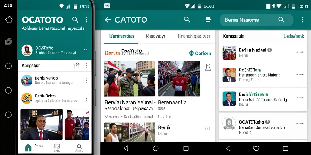 Tampilan antarmuka pengguna aplikasi OCATOTO dengan berita nasional terkini.