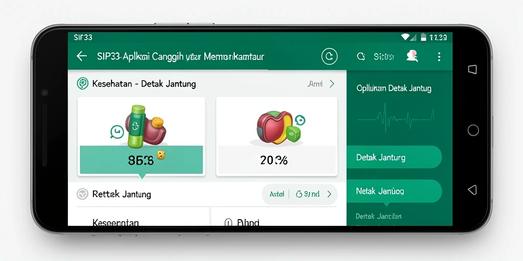 Antarmuka SIP33 menampilkan grafik detak jantung dengan jelas.