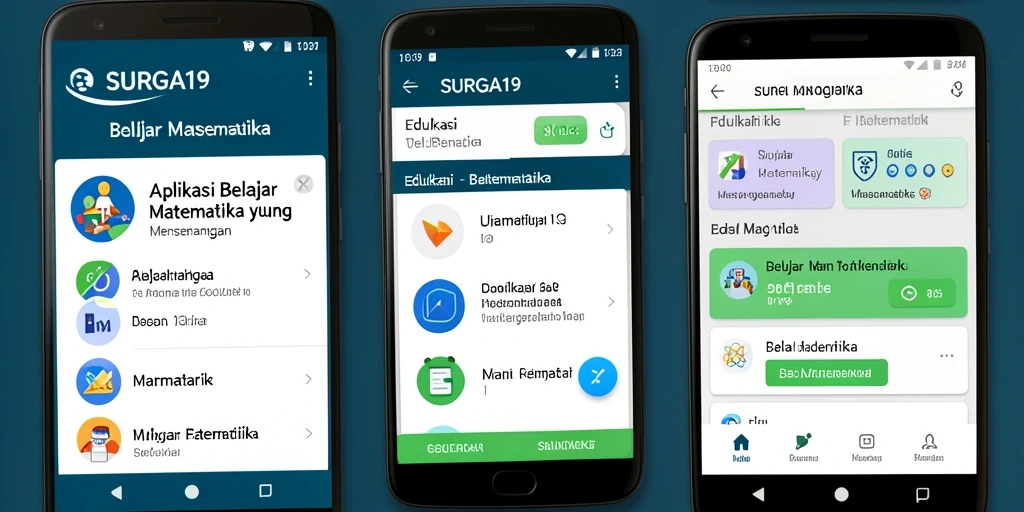Antarmuka aplikasi SURGA19 yang ramah pengguna untuk belajar matematika.